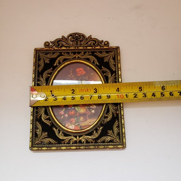 Vintage pair Italian Filigree Gold and Black Floral Art - Picture 8 of 8